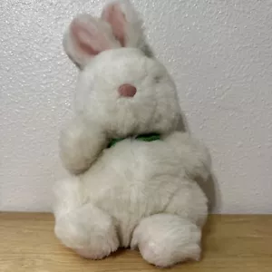 Vintage Chosun Bunny Hand Puppet Plush White Green Bow 1980s 12’ With Flaws - Picture 1 of 9
