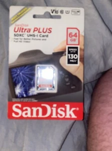 SanDisk Ultra PLUS 64GB SDXC UHS-I Mem Card 150 MB/s BRAND NEW FACTORY SEALED - Picture 1 of 2