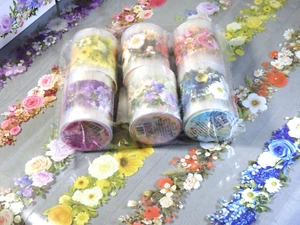 6 Rolls Lot WASHI PET TAPE 2" x 78" Waterproof FLORAL Multi-Craft ScrapBook NEW - Picture 1 of 15