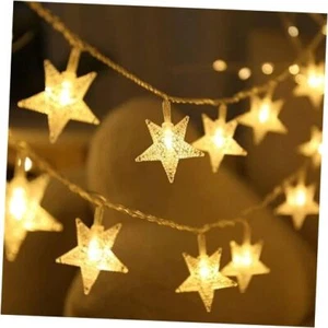 Star String Lights 20 LED Fairy Lights Battery Operated Cute 10 FT Warm White - Picture 1 of 8