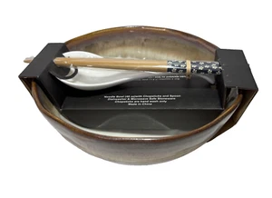 SH Home 48 Oz Ceramic Stoneware Noodle Soup Bowl with Chopsticks & Soon - Picture 1 of 11