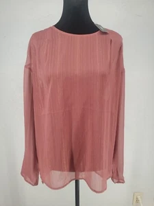 Express Mauve Pink Sheer Metallic Long Sleeve Blouse Shirt Top Size Large NWT - Picture 1 of 7