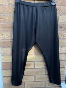 Boohoo Ladies Leggings Pleather-look Black Elastic Waist Size 14 L22” (4310) - Picture 1 of 9