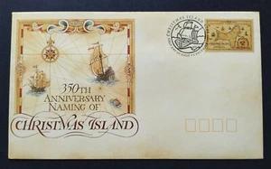 1993 Christmas Island 350 Years Naming by Captain Mynors, Map Ships 1v Stamp FDC - Picture 1 of 3
