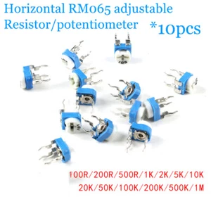 10pcs RM065 Blue white Adjustable resistor/potentiometer 1K/2K/10K/1M/100/500ohm - Picture 1 of 5