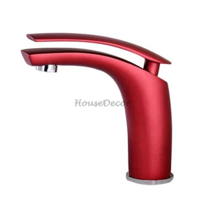 Fashion Red Single Lever Hole Wash Basin Faucet Copper Bathroom Sink Mixer Taps - Picture 1 of 8