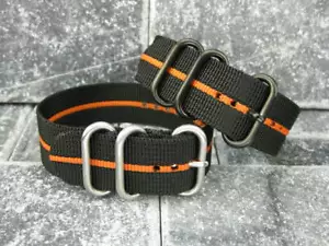 20 mm Deutschland ballistisches Nylon Taucherband 3 Ringe schwarzes Band für Zulu orange - Bild 1 von 6