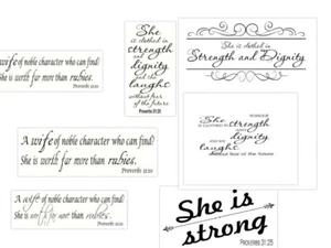 7 Proverbios 31 Biblia Versículo Calcomanías de Pared de Vinilo por Escritura Arte de Pared, Citas de Pared, - Imagen 1 de 12