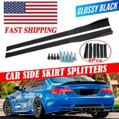 For Universal Car Side Skirt Extension Rocker Panel Splitter Lip Body 86.6"/2.2m - Изображение 1 из 4