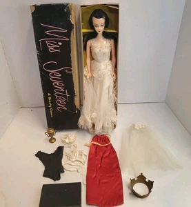 VTG Marx Miss Seventeen Beauty Queen Doll Wedding Belles 60's In Box Black Hair - Picture 1 of 24