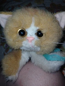 Vintage Kätzchen Kätzchen orange weiß blau Schleife schnurrend Plüsch TYCO 1992 funktioniert - Bild 1 von 10