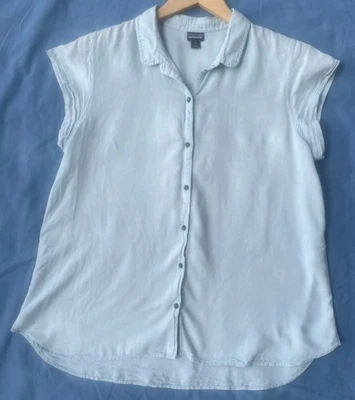 Blusa con botones talla 8 azul claro PATAGONIA algodón orgánico S/S Foto 1 de 3