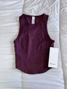 NEW Lululemon Soft Sueded Crewneck Cropped Tank Top Garnet Women's Size 0 NWT - Picture 1 of 8