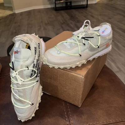 Nike x Off-White Waffle Racer Electric Green Sneaker CD8180-100 Womens Size 10.5 - Image 1 of 4