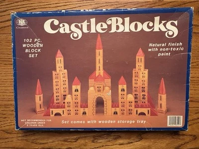 Vintage 1986 Chadwick 102 Piece COMPLETE Set of Castle Blocks # 96552 In Box - Image 1 of 3