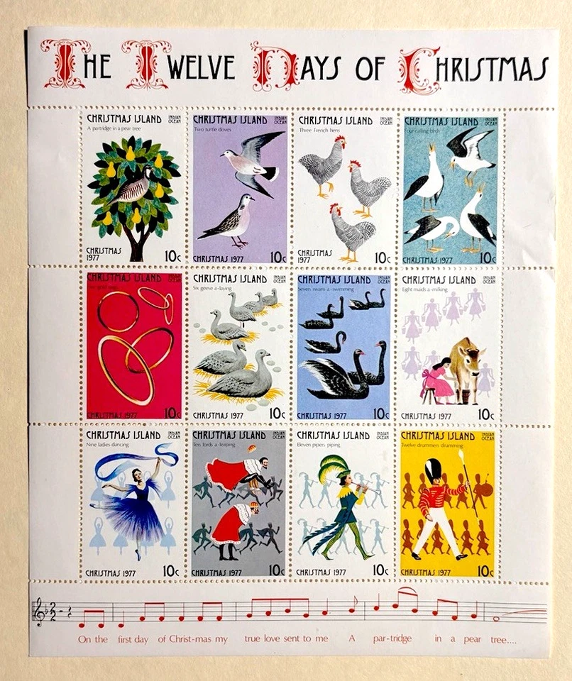 CHRISTMAS ISLANDS SC#86 FIRST DAY OF CHRISTMAS SHEET OF 12 STAMPS MNH - Image 1 of 1
