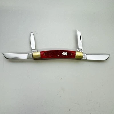 Navaja de Bolsillo Plegable Buck Creek Alemania Hueso Rojo Usada en Excelente Condición De Colección Foto 1 de 4