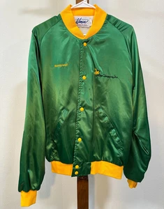 Wiman Satin Bomber Jacket Men’s Large Green Yellow Honeywell DC Sales Co Vintage - Picture 1 of 12