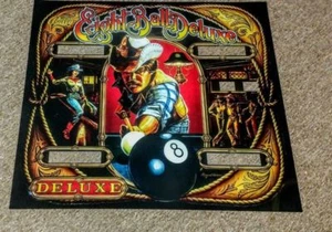 Bally EIGHT BALL DELUXE  pinball  backglass translite 1984 Machine Version - Picture 1 of 7