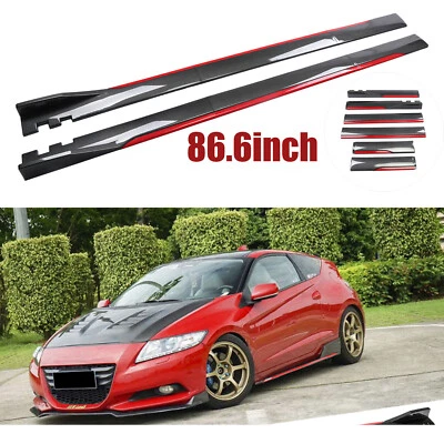 For Honda CR-Z Carbon Fiber Red 86.6in Side Skirt Extension Spoiler Splitter - Image 1 of 4