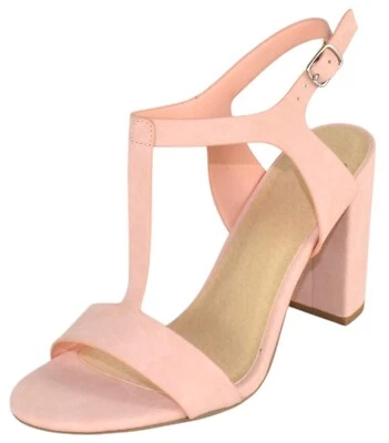 Sandalias de tacón alto con correa en T al tobillo para mujer Delicious punta abierta REGENT rosa claro Foto 1 de 3