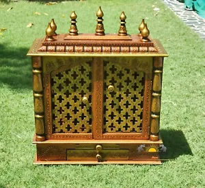 24x12x30inches Wooden Temple With Door Wall Mount Pooja Mandir Mandap Home Decor - Picture 1 of 8