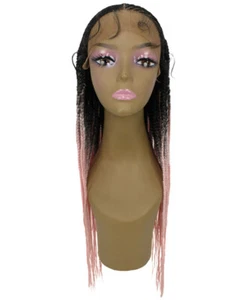 Straight 29 in 5X3 Hand Tied Lace Braid Wig, Black to Light Pink Ombre - Picture 1 of 11