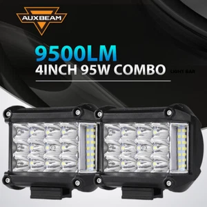 Tri-Row 4"inch Side Shooter LED Light Bar Offroad 4WD Driving Fog Lamp AUXBEAM - Picture 1 of 12