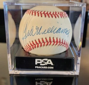 TED WILLIAMS AUTOGRAPHED BASEBALL RED SOX HOF SPLENDID SPLINTER W/HOLDER PSA DNA - Picture 1 of 5