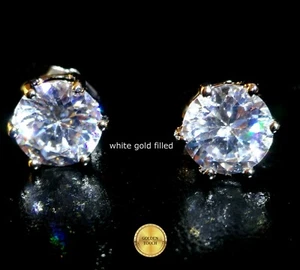 Mens Womens Super Sparkle Silver Diamond Austrian Crystal Stud Earrings GIFT - Picture 1 of 15