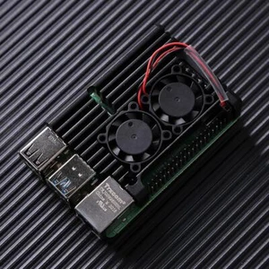 Aluminum Alloy Case with Dual Cooling Fan for Raspberry Pi 4 Model B (Black) - Afbeelding 1 van 7