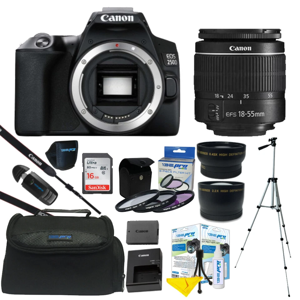 Canon EOS 250D / Rebel SL3 24.1MP 4K Digital SLR Camera + ALL YOU NEED KIT