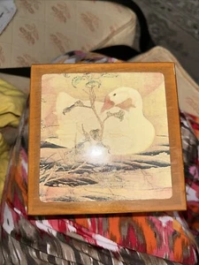 Coasters Vintage Wooden Goose Themed Coaster Box, Set of 6 Matching 4" - Picture 1 of 4