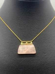 Mehers Jewelry Rose Quartz Gemstone Bag Purse Pendant with Chain Sterling Silver - Picture 1 of 4