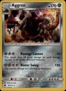 (SM04-067 PARALLEL FOIL) Aggron Pokemon SM Crimson Invasion Card # 67 - Picture 1 of 1
