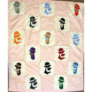 Holly Hobbie Vintage Baby Crib Quilt Blanket Cottage Core Wall Hanging Handmade - Picture 1 of 3