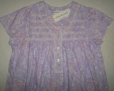 Camisola nova com etiquetas Miss Elaine PURPLE/ROSA/WHITE PAISLEY malha sedosa 38" SMOCKED 1X - Imagem 1 de 4