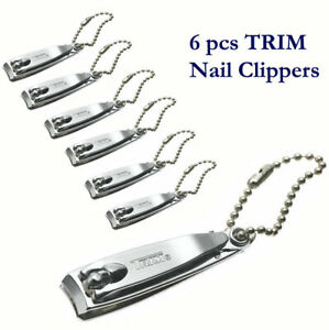 TRIM 6 PIECE STAINLESS STEEL FINGERNAIL CLIPPER W/ FILE AND KEYCHAIN
