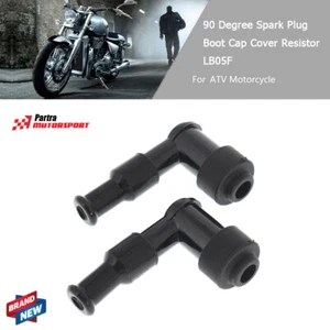 90 Degree Spark Plug Boot Cap Cover Resistor LB05F For ATV Motorcycle ×2 - Foto 1 di 9