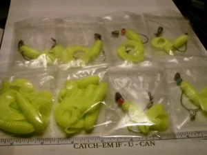 16 - 4 inch Grub bait- 6 Rigged with bullet sinker/hook/bead/-CATCH-EM IF-U-CAN - Picture 1 of 7