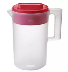 Rubbermaid Simply Pour Clear/Red Pitcher Plastic 1 gal - Picture 1 of 7