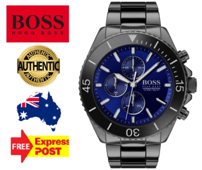 NEW HUGO BOSS OCEAN EDITION HB1513743 BLACK/BLUE CHRONOGRAPH QUARTZ MENS WATCH — 第 1/4 张图片