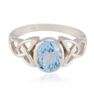 Tranquil Tides 925 Sterling Silber Blauer Topas Ozean Ring - Bild 1 von 4