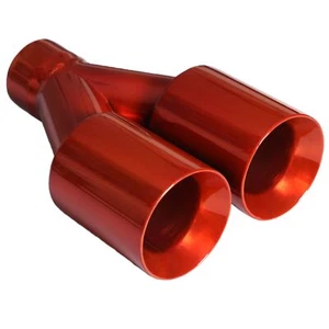 Mach-Speed Universal Car Exhaust Tip Straight Cut Double Wall Powder Orange - Picture 1 of 1