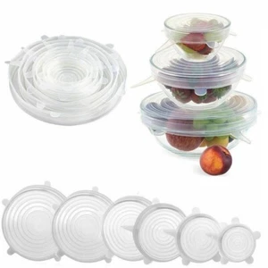 AU 6PCS Stretch Reusable Silicone Bowl Wraps Food Saver Cover Seal Insta Lids OZ - Picture 1 of 8