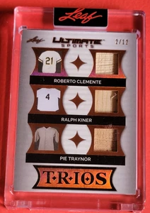 Roberto Clemente GAME USED BAT CARD #2/12 Pie Traynor Ralph Kiner LEAF ULTIMATE - Picture 1 of 2