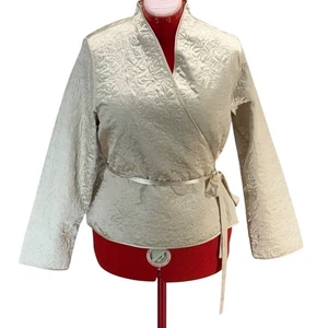 Jasmine Rose Signature Champagne Arabesque Quilted Pajama Jacket Women Medium - Picture 1 of 7