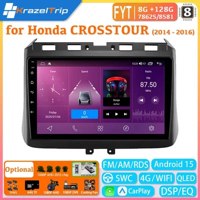 8 Core Car Radio for Honda CROSSTOUR 2014 2015 2016 WIFI Carplay QLED DSP Fan 4G - Image 1 of 4
