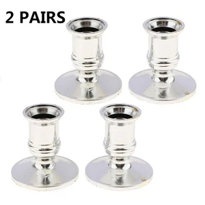 4pcs Taper Candle Holders Traditional Shape Fits Standard Candlestick-Silver-AU - Picture 1 of 9