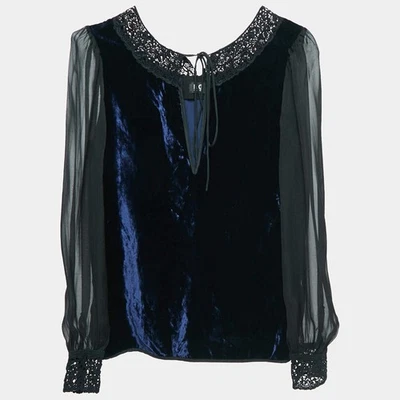 Blusa DG Azul Encaje Terciopelo y Seda S Foto 1 de 4